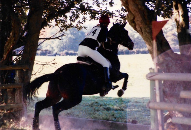 Jumping a horse during a cross country